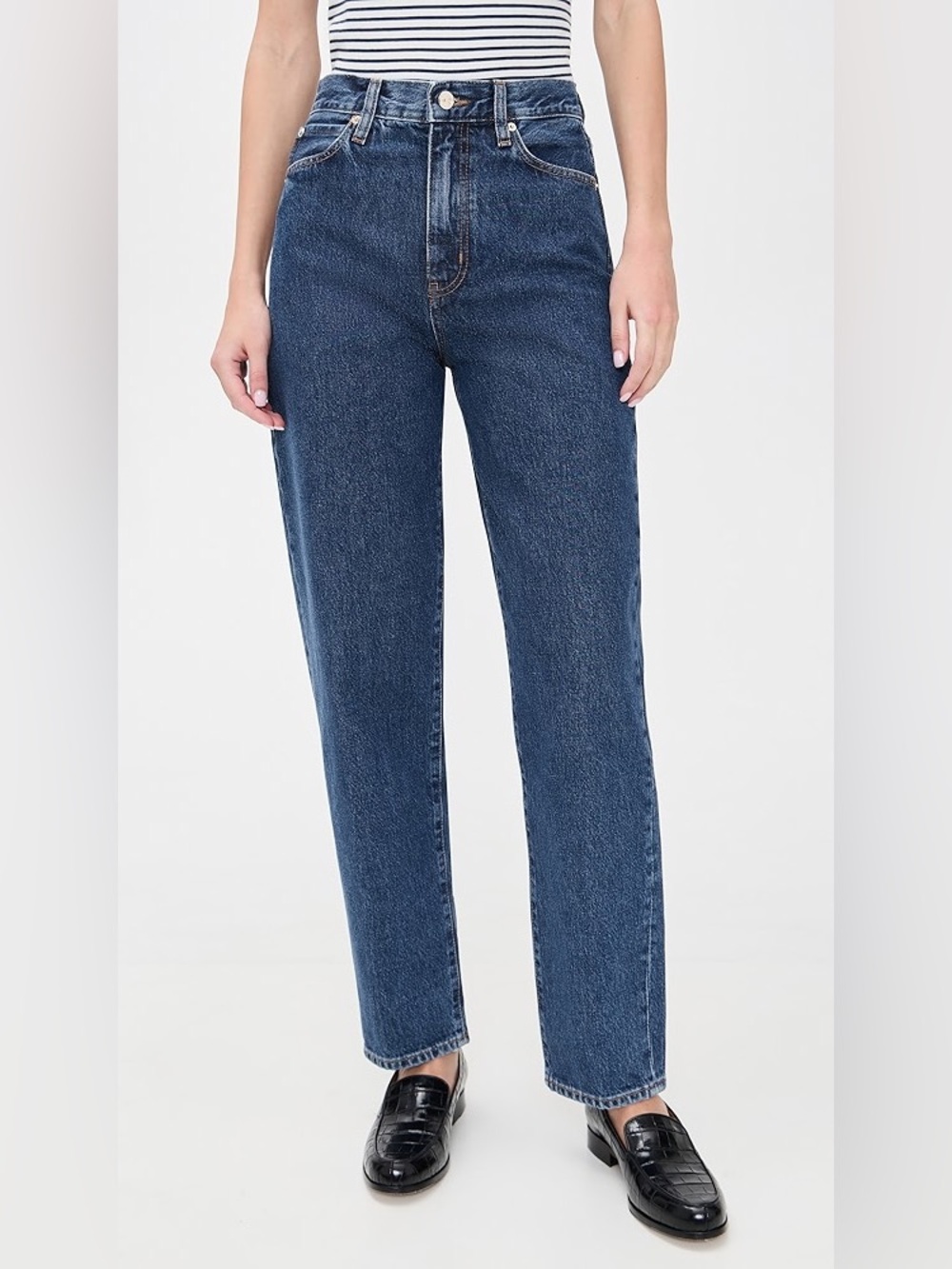 COS cigarette mid ride slim straight jean classic blue denim mom jean capsule 30